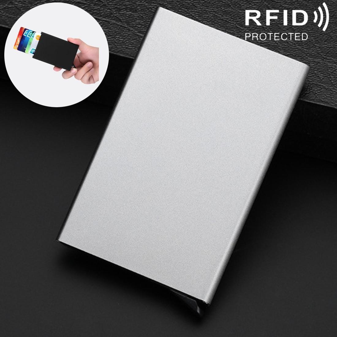 V562-H1816CH-202508290836-00 Stainless Steel Pu Business Card Holder Antimagnetic 10X6.2X0.8Cm - Grey - Image 1