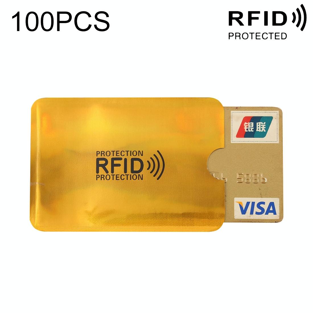 V562-J22229002YZ-202508280941-00 100-pack Aluminum Foil Rfid Blocking Credit Card Case - Gold - Image 1