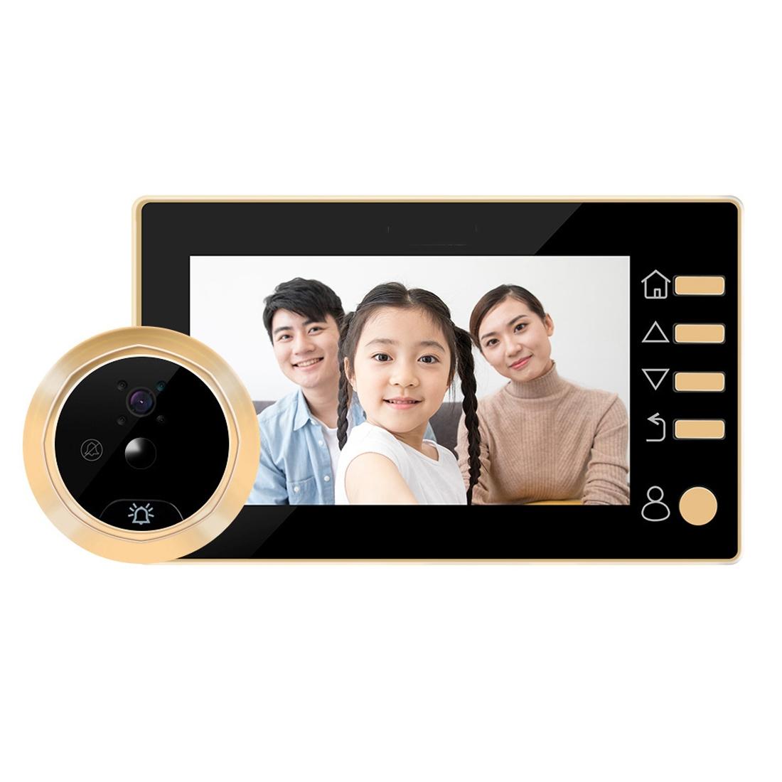 V562-J9300DW-202508271336-00 Smart Digital Door Viewer With Motion Detection And Video Alarm - 4.3 Screen - Tf Card Support - Gold - Image 1