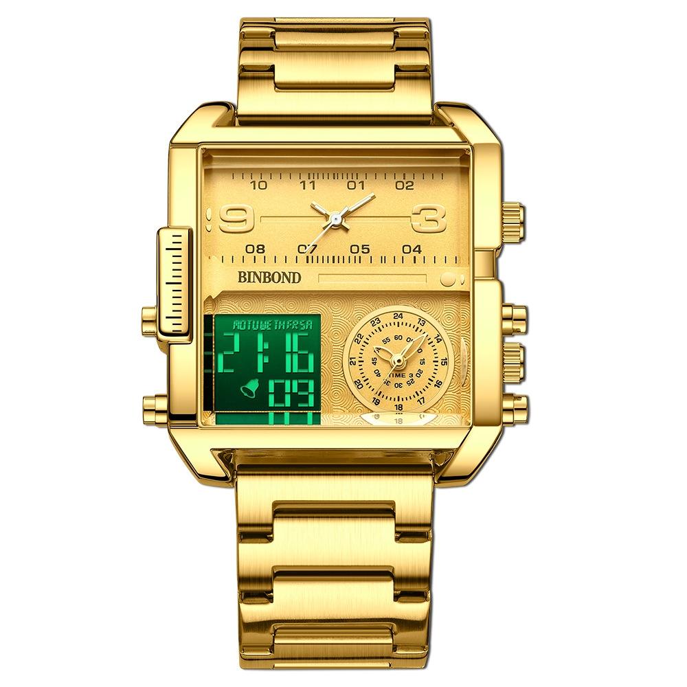 V562-K1055843060DBT-202508290910-00 Waterproof Square Multifunctional Sports Quartz Watch - Full-Gold-Gold - Image 1