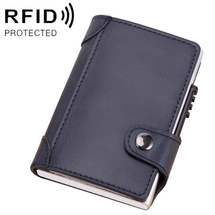 V562-L2260BCC-202508282146-00 Rfid-blocking Leather Wallet with Card Slots - Blue - Image 1
