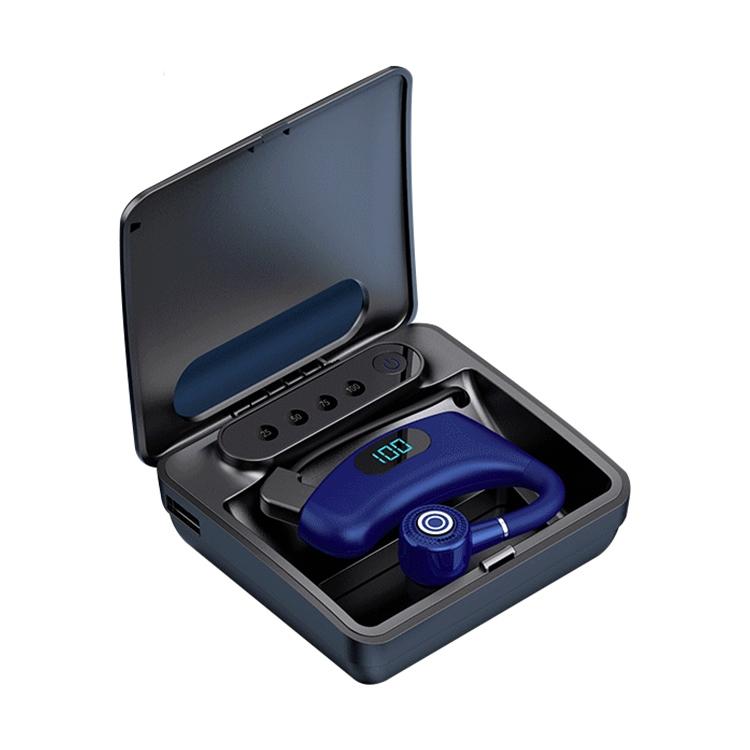 V562-L3580D6PI-202508280645-00 V12 Business Wireless Bluetooth 5.0 Earphone with Charging Box - Hanging Ear Style - Blue - Image 1
