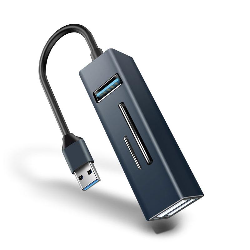 V562-L8703CP-202508292154-00 5-In-1 Usb3.0 Hub Adapter 3X Usb + Sd / Tf Reader - Blue - Image 1