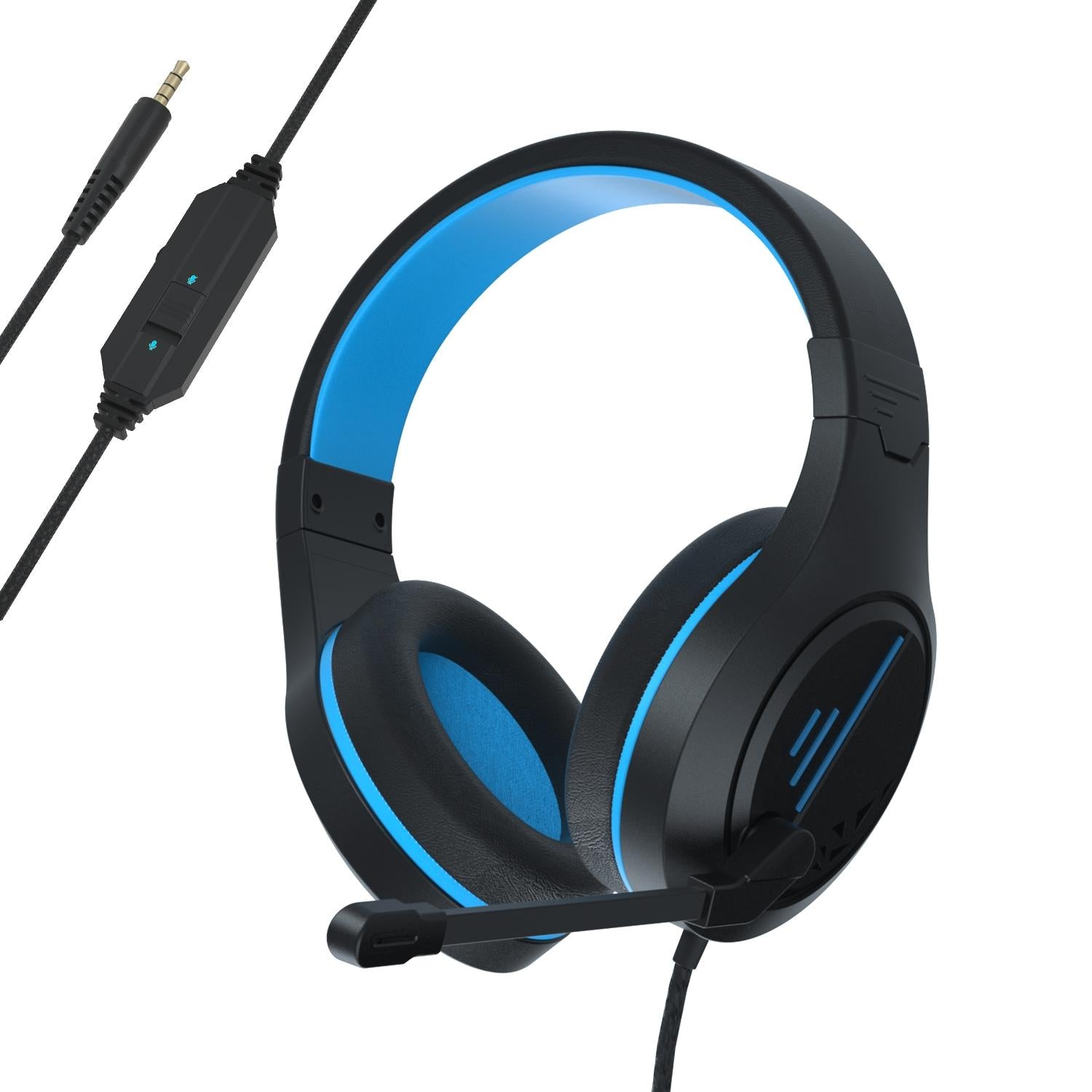 V562-LB2631CP-202508292147-00 3.5Mm Noise-Canceling Gaming Headset With Retractable Mic - Black Blue - Image 1