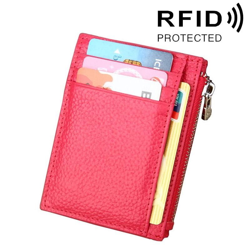 V562-M7801BCC-202508282036-00 Leather Rfid Blocking Card Holder Wallet - Cowhide - Magenta - Image 1