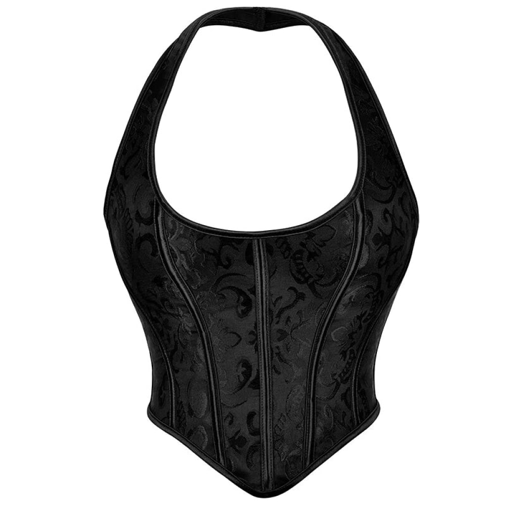 V562-OBBPBBAIBOKTKLAB-18-202508291640-00 Steampunk Chest Binder Bustier Halter Corset Top For Women Plus Size Retro Corselet - 767 Black - S - Image 1