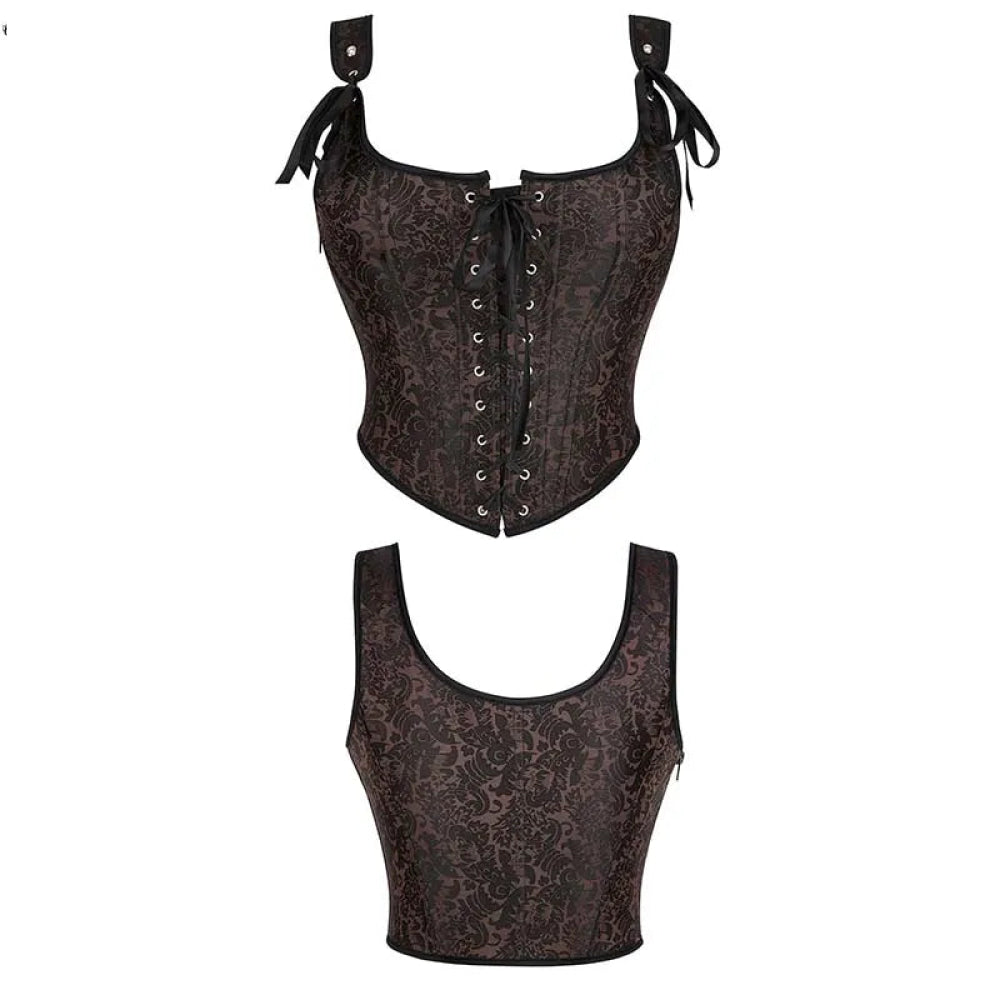 V562-OBBPBBNIBBKKLBBB-2-202508291906-00 Steampunk Retro Bustier Strap Vest Tank Top Coffee Corset Plus Size Xs-6Xl - Xxl - Image 1