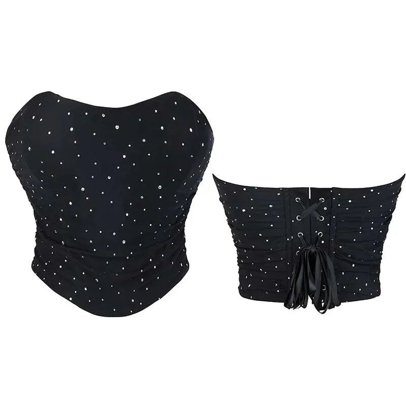 V562-OBBPBBNKATBIBABA-5-202508291920-00 Vintage Lace-Up Gothic Corset Top With Boning And Mesh Back Sparkling Rhinestone Sequins And Bustier Design - Xl - Image 1