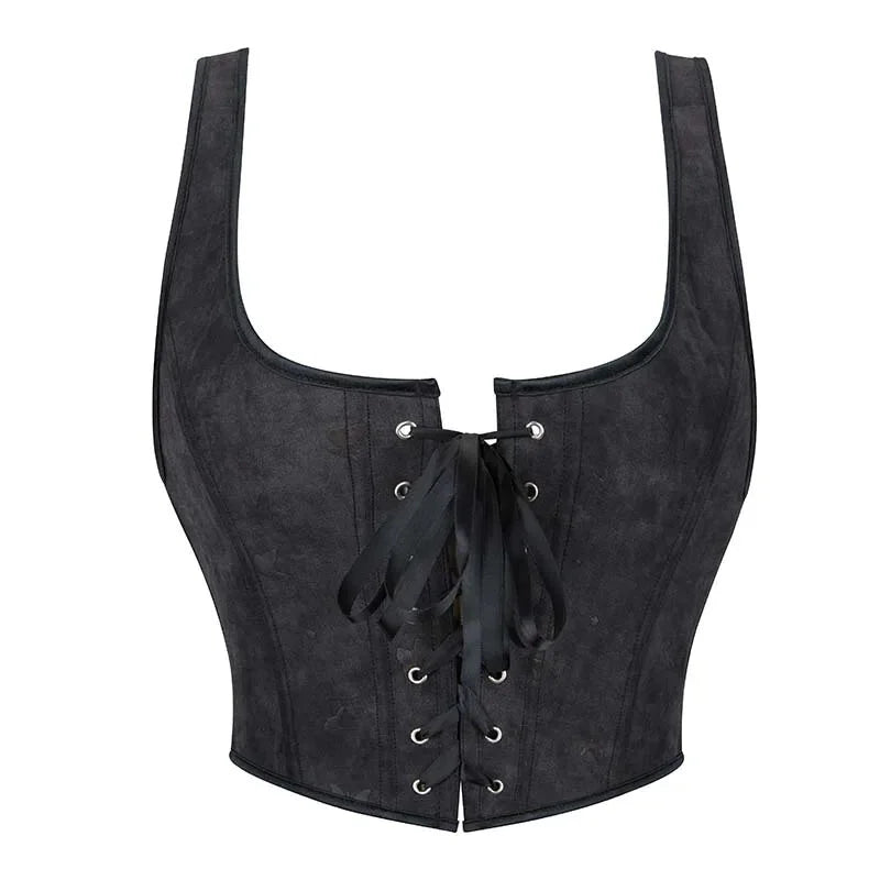 V562-OBBPBBNPATAAPPPX-1-202508291430-00 Black Gothic Slimming Vest Corset With Butterfly Detail Backless Boned And Lace-Up For Steampunk Style - Xl - Image 1
