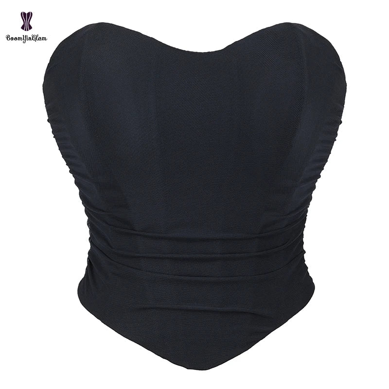 V562-OBBPBBNPKIIANXIP-4-202508291826-00 Fishbone Support Black Overbust Corset Plus Size S-Xxxl Lace Up Boned Asymmetrical Design - S - Image 1