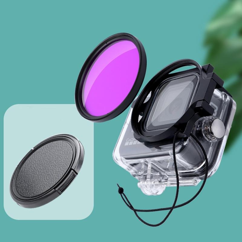 V562-P0590ACD-202508290335-00 58mm Dive Housing Lens Filter for Gopro Hero8 with Waterproof Case - Purple - Image 1