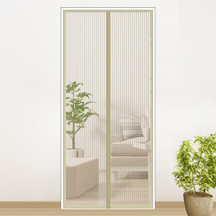 V562-Q5172CH-202508290141-00 210x100cm Magnetic Mosquito-proof Screen Door Curtain - Magic Mesh - Beige - Image 1