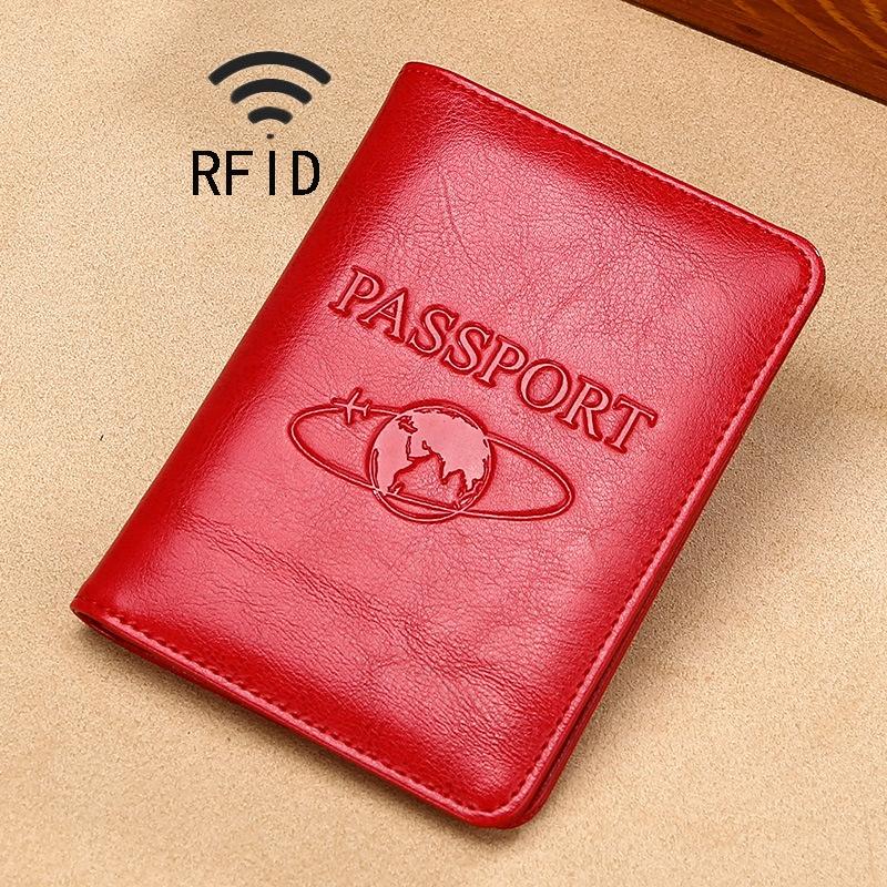 V562-R6710BCC-202508281620-00 Leather Rfid Passport Holder - Compact and Secure - Red - Image 1