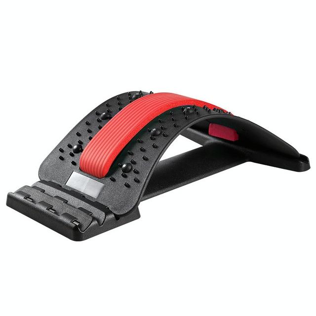 V562-RB1510CH-202508292145-00 Back Pain Relief Device Lumbar Traction Stretcher - Black Red - Image 1