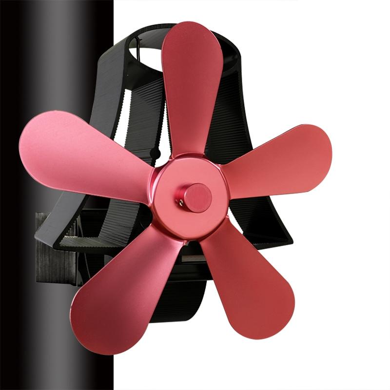 V562-RR0300FE-202508290130-00 High Temp 5-blade Heat Powered Stove Fan for Fireplaces - Rose Red - Image 1