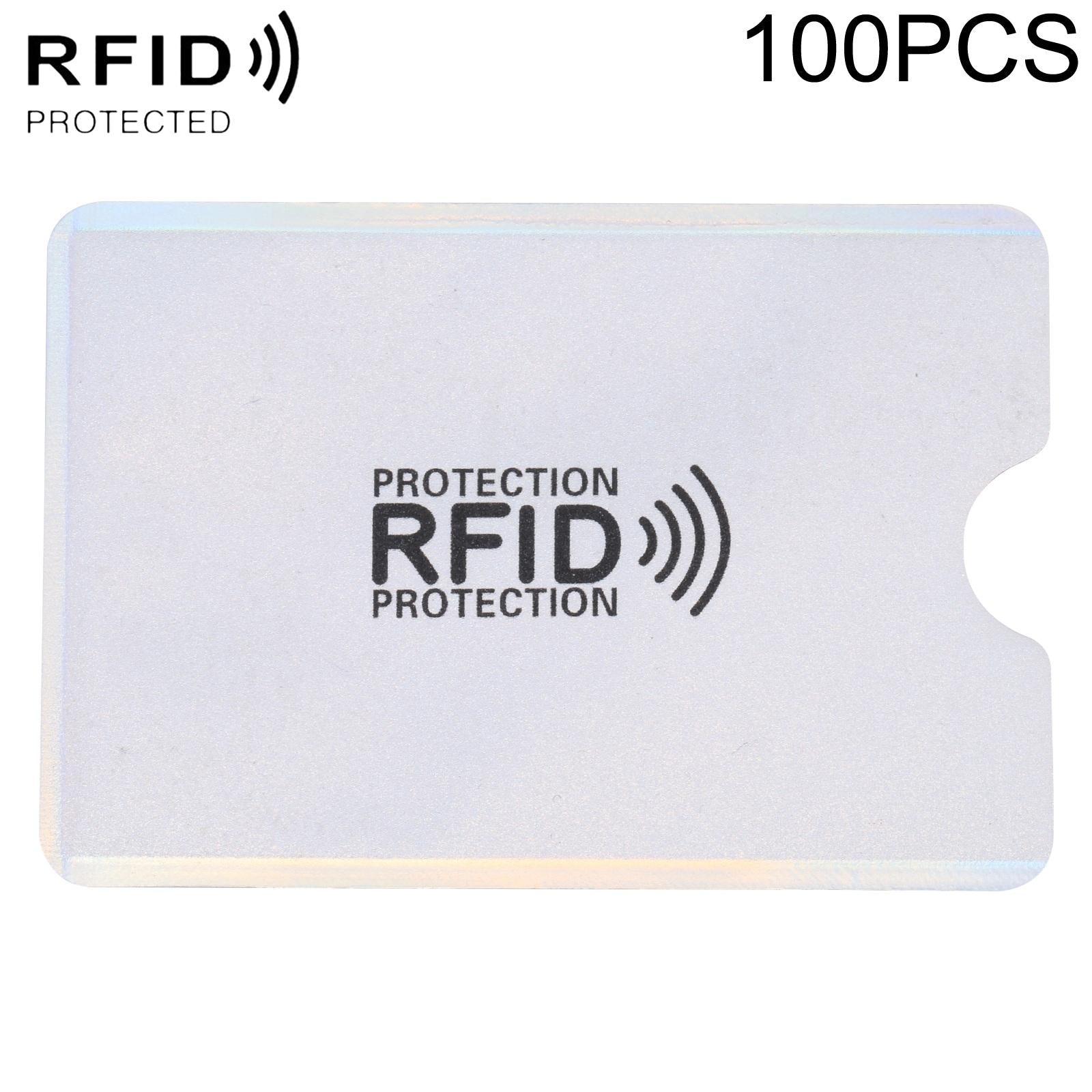 V562-S7320BCC-202508281510-00 100 Rfid Blocking Aluminum Foil Card Sleeves - Pack - Silver - Image 1