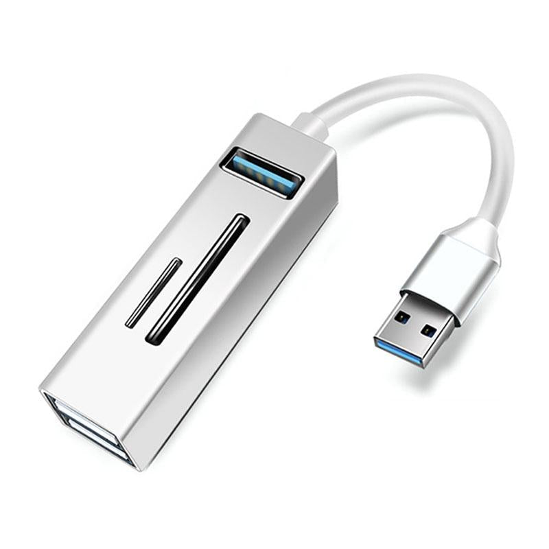 V562-S8703CP-202508292154-00 5-In-1 Usb3.0 Hub Adapter 3X Usb + Sd / Tf Reader - Silver - Image 1