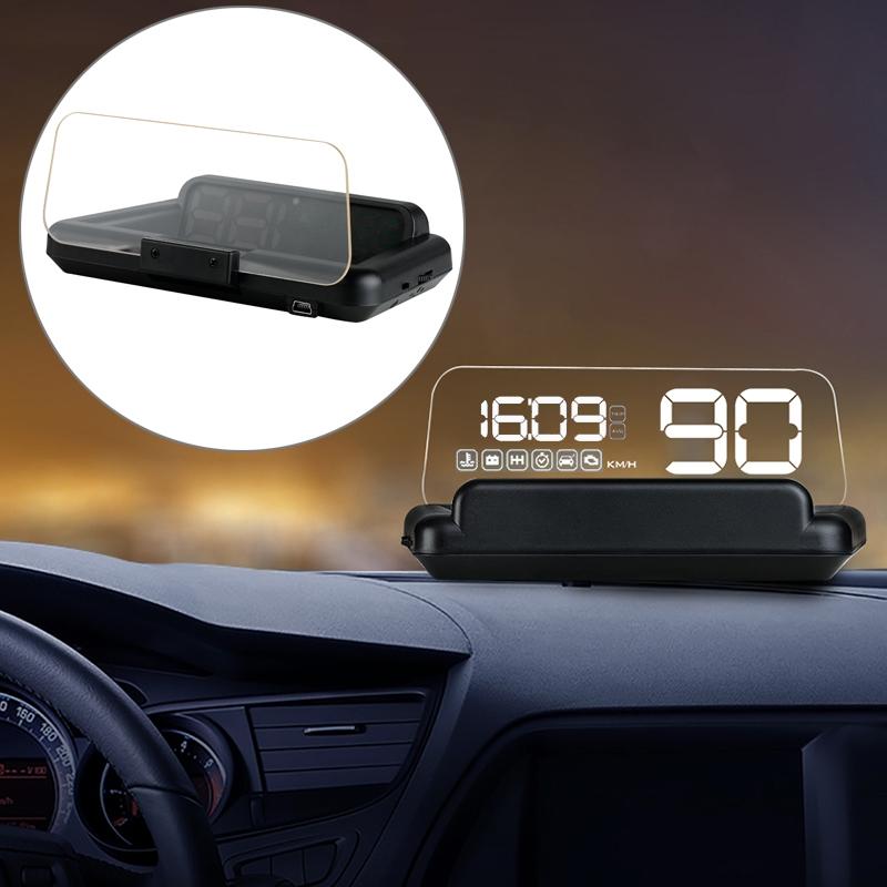 V562-W3558SMC-202508290815-00 Virtual Hd Car Hud Display Speed Rpm Water Temp Oil Consumption Distance / Time Voltage Over Speed Alarm - White - Image 1