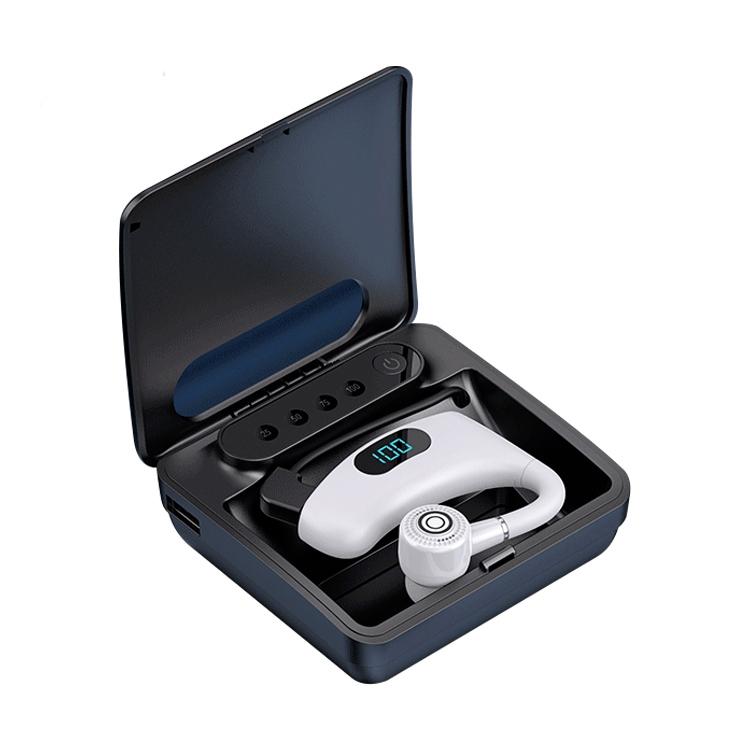 V562-W3580D6PI-202508280645-00 V12 Business Wireless Bluetooth 5.0 Earphone with Charging Box - Hanging Ear Style - White - Image 1