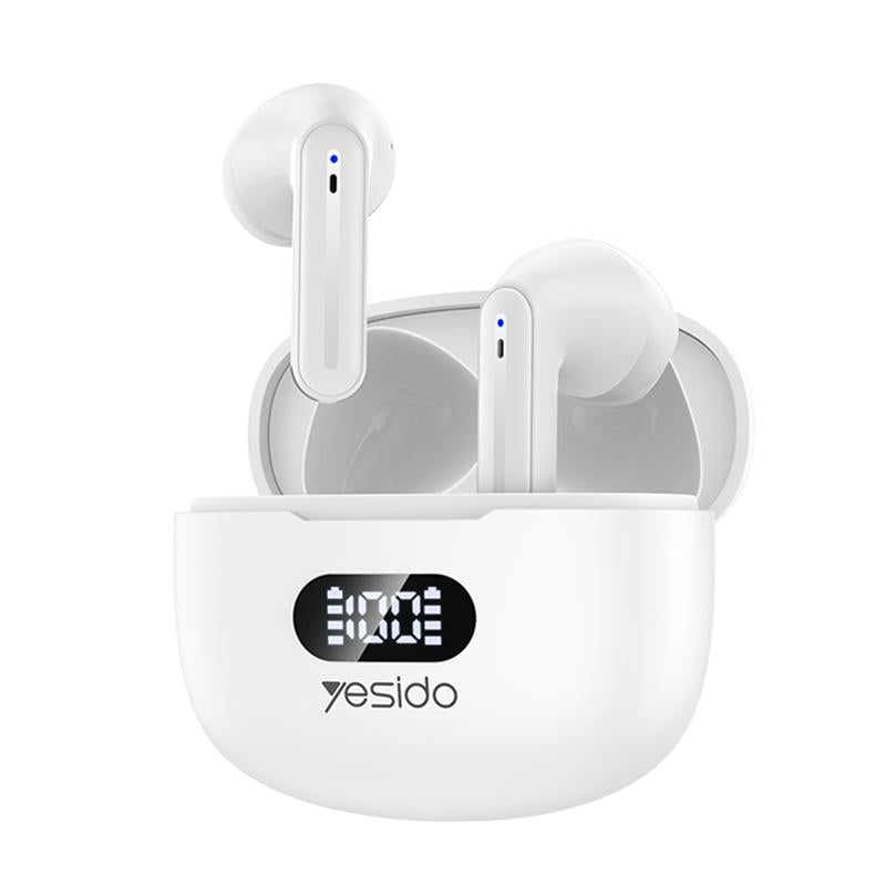 V562-W5338D6PI-202508281716-00 Bluetooth 5.0 Earphone with Led Display and Noise Reduction - White - Image 1