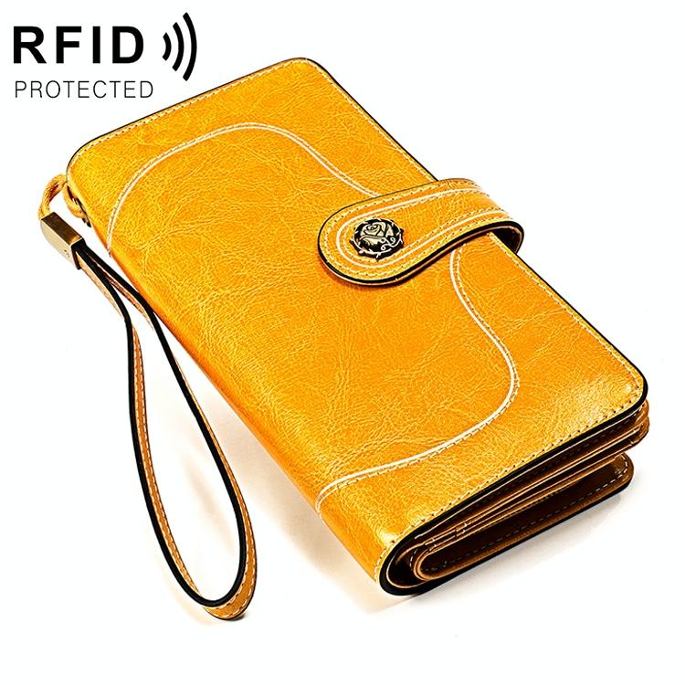 V562-Y0122BCC-202508281535-00 Women Rfid Wallet with Card Slots - Compact Design - Yellow - Image 1