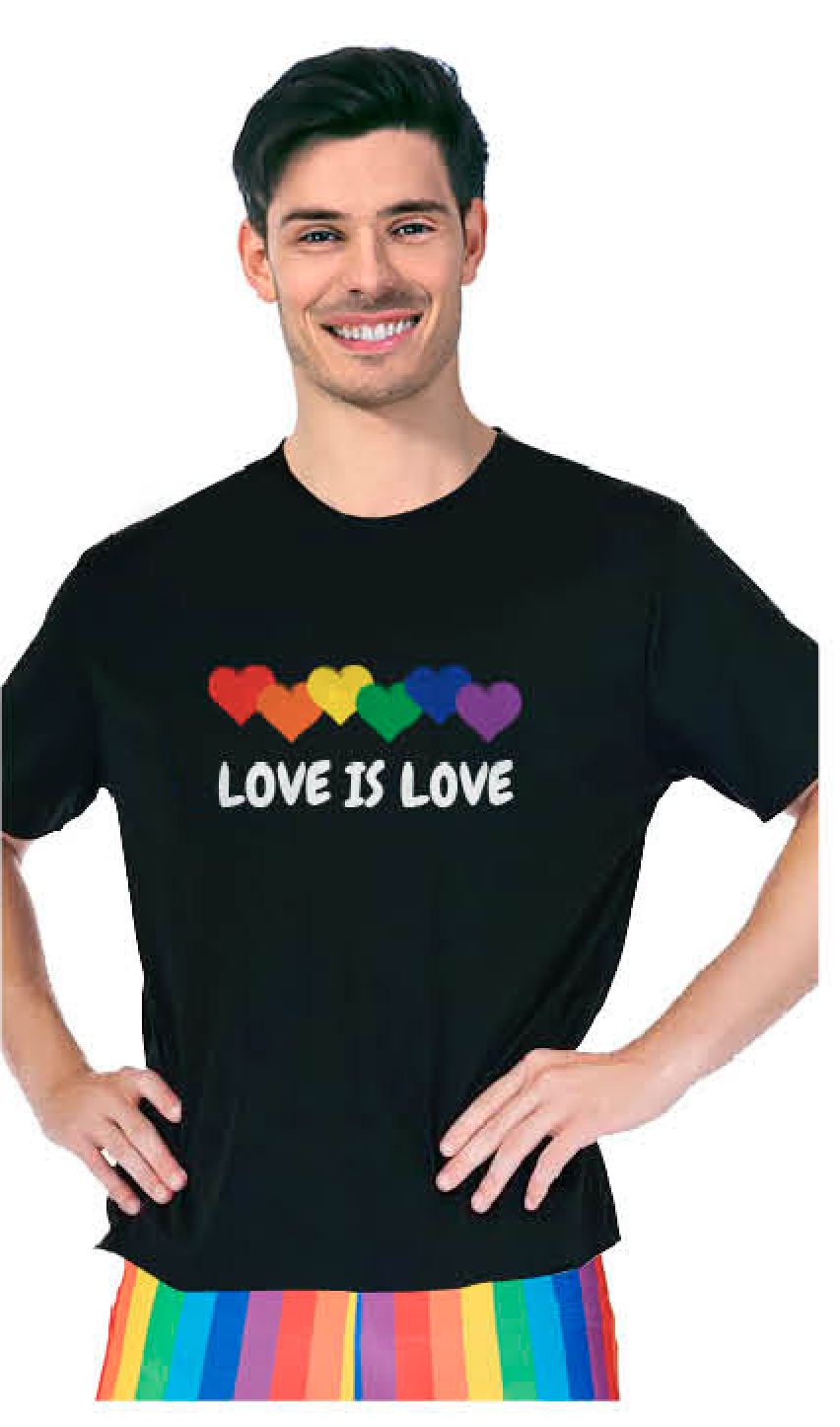 V563-12096-05-202508260915-00 Adult Rainbow T Shirt Top Tee Gay Pride LGBTQ Love Is Love - Black - One Size - Image 1