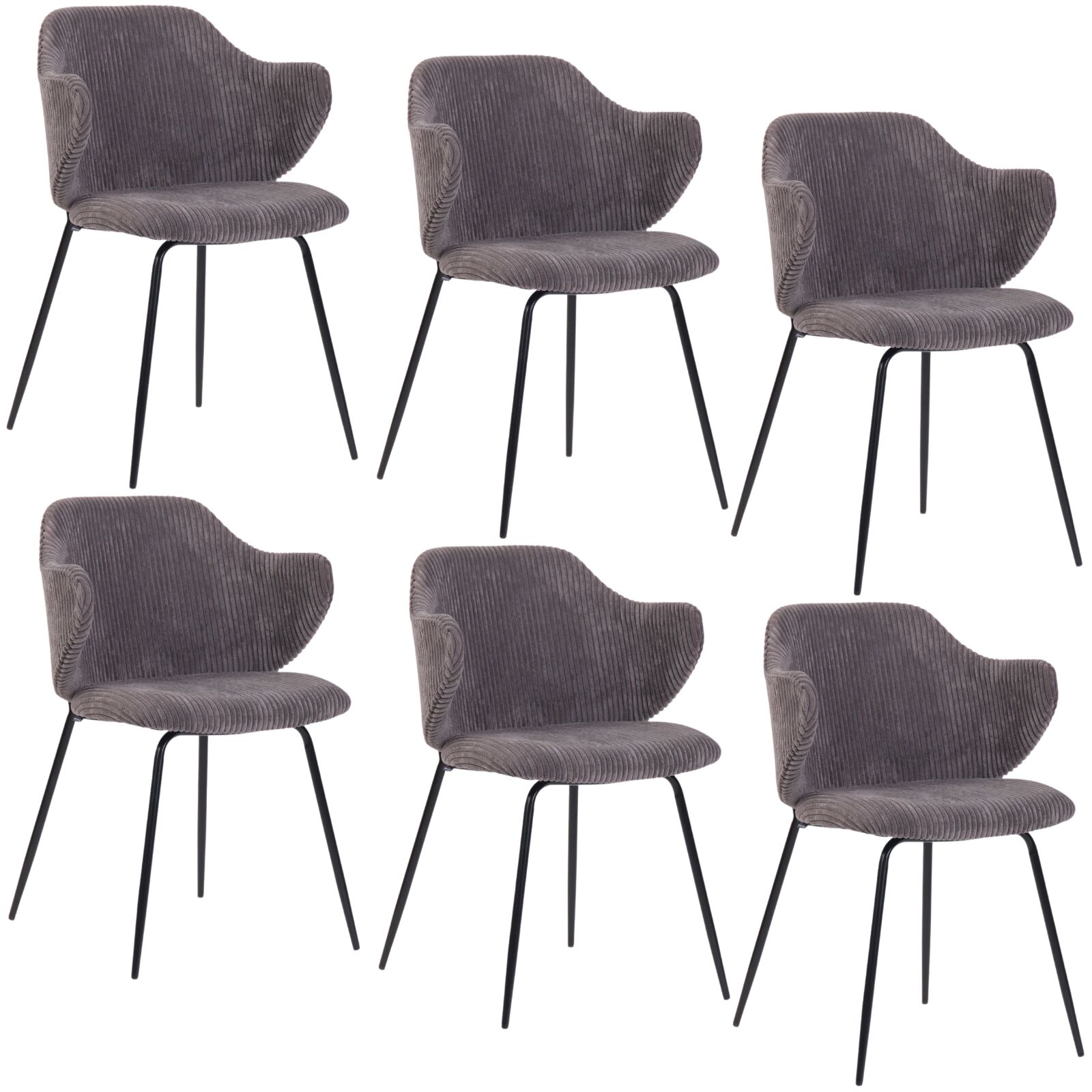 V563-68406_3X-202508260915-00 Set of 2 Dining Chairs with Corduroy Cord Fabric in Dark Grey Lincoln - Image 1