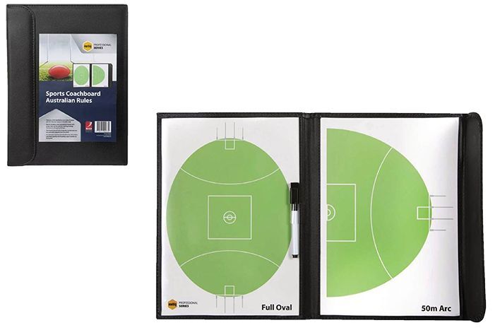 V563-78581-202508190815-00 Marbig AFL Coach Board Pad Footy Football Full Oval & 50m Arc with Marker in All-Weather Case - Image 1