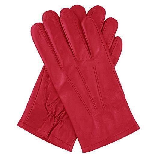 V563-DENTS-75-0003-RED-XL-202508210810-00 Dents Mens Genuine Full Grain Leather Gloves 3 Point Stitch Fleece Lined Warm Winter in Red - X-Large - Image 1
