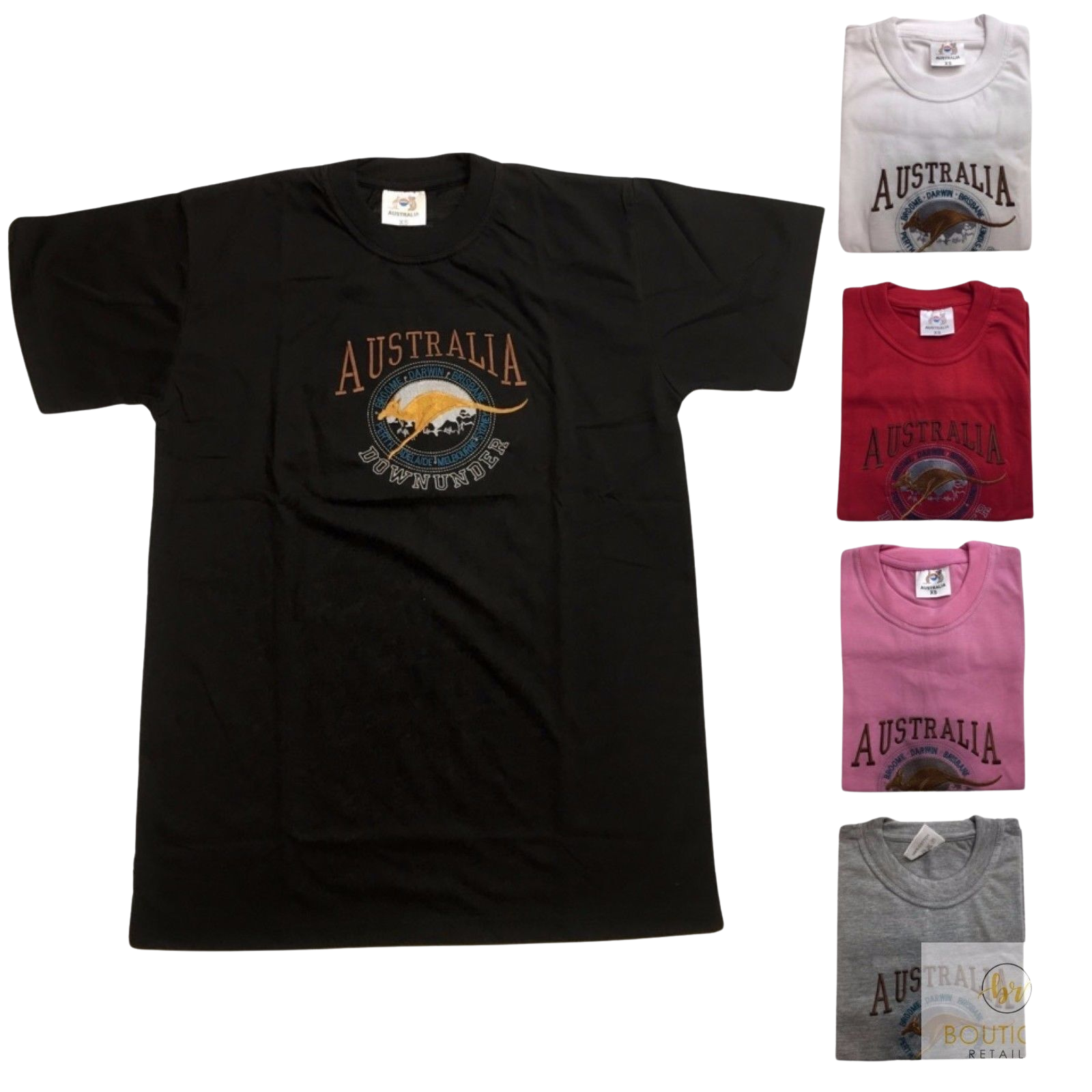 V563-ET15-GRY-S-202508190820-00 Adult Australia Kangaroo T Shirt Australia Day Souvenir Tee Top 100% Cotton - Grey - S - Image 1