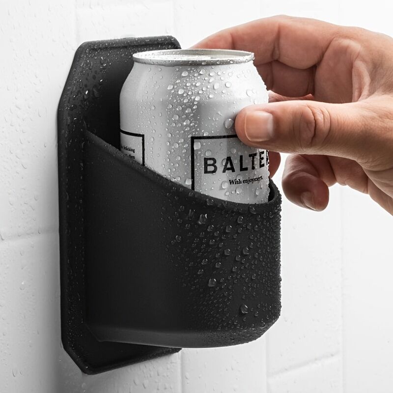 V563-FN2421609-202508190815-00 PP Sturdy Hard Plastic Shower Beer Holder Wall Mounted Beverage Can Rack Self Adhesive - Image 1