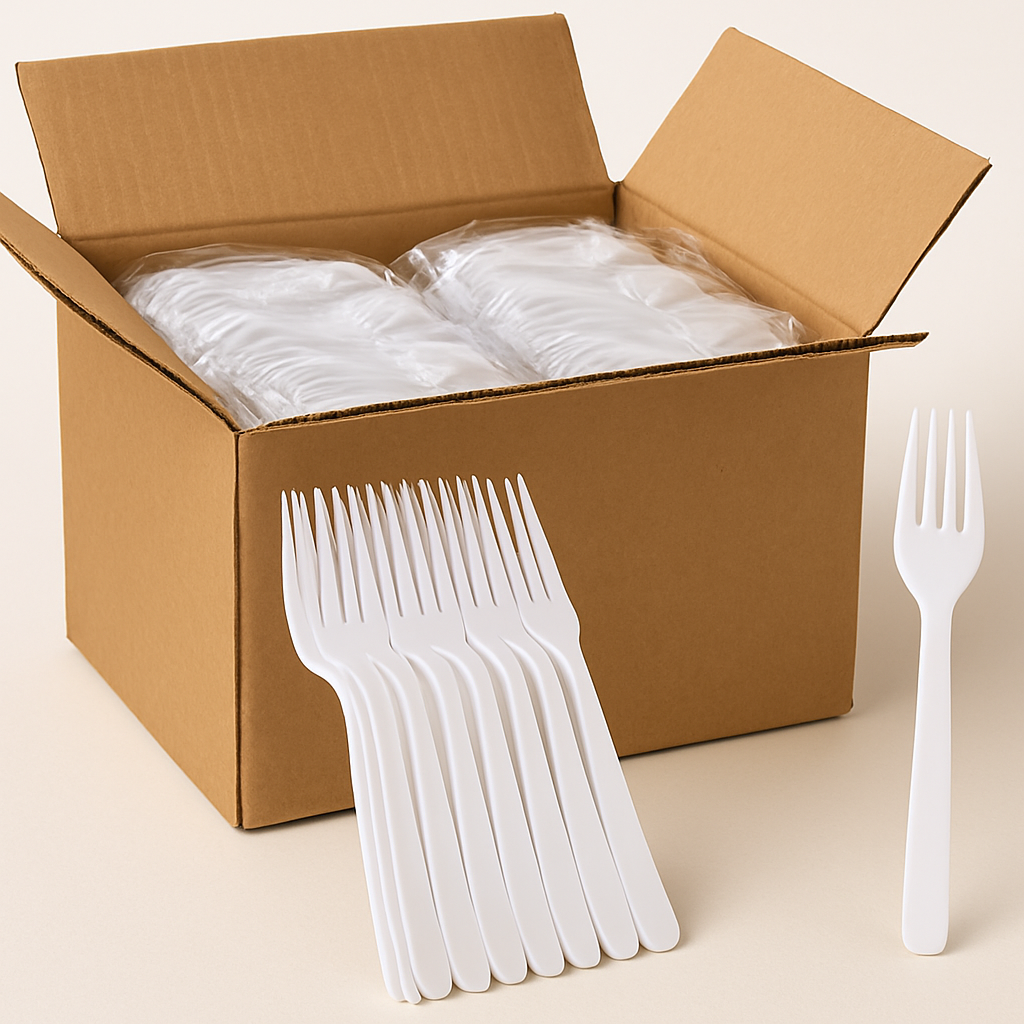 V563-PC1955-50-1BOX-202508190853-00 1200x Reusable Plastic Forks Cutlery Bulk BPA Free Extra Strong - Image 1