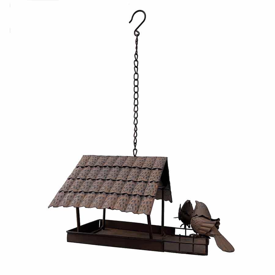 V637-03809BRD-202508251415-00 Rust Hanging Birdhouse w 2 Birds 42cm - Image 1