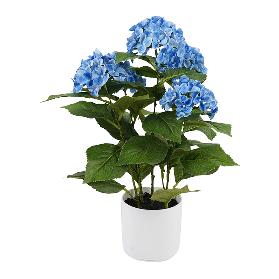 V637-05076HYD-202508251430-00 Potted Artificial Blue Hydrangea 50cm - Image 1