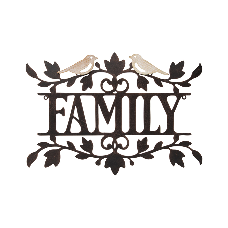 V637-06972FAM-202508251435-00 Laser Cut Family w Lovebirds Wall Art 51cm - Image 1