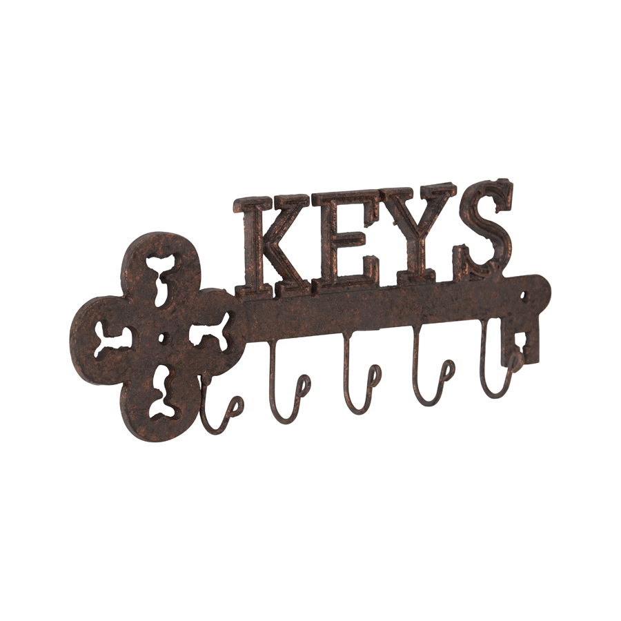 V637-06973KEY-202508251435-00 Cast Iron Trendy Wall Hanging Key w 5 Hooks 31cm - Image 1