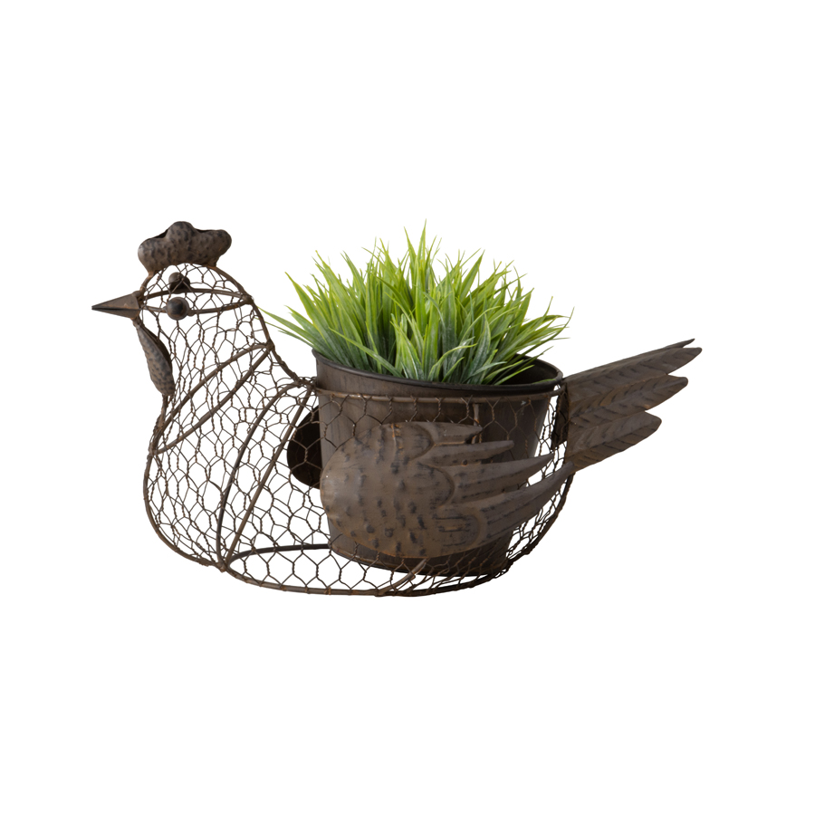 V637-06976CHK-202508251435-00 Chicken Wire Chook w Pot & Handle 35cm - Image 1