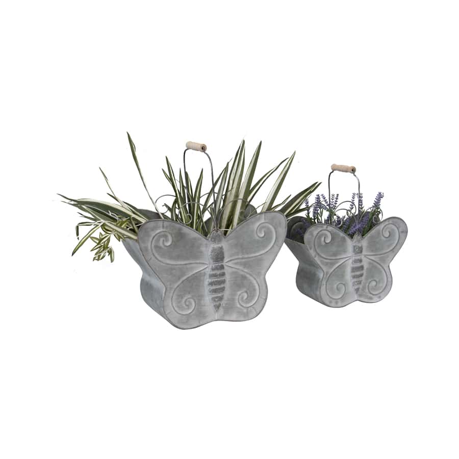 V637-13282BTF-202508251525-00 Set 2 Distressed Butterfly Planters 37cm - Image 1