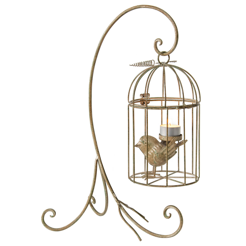 V637-16819CDL-202508251530-00 Birdcage on Stand Candle Holder 42cm - Image 1
