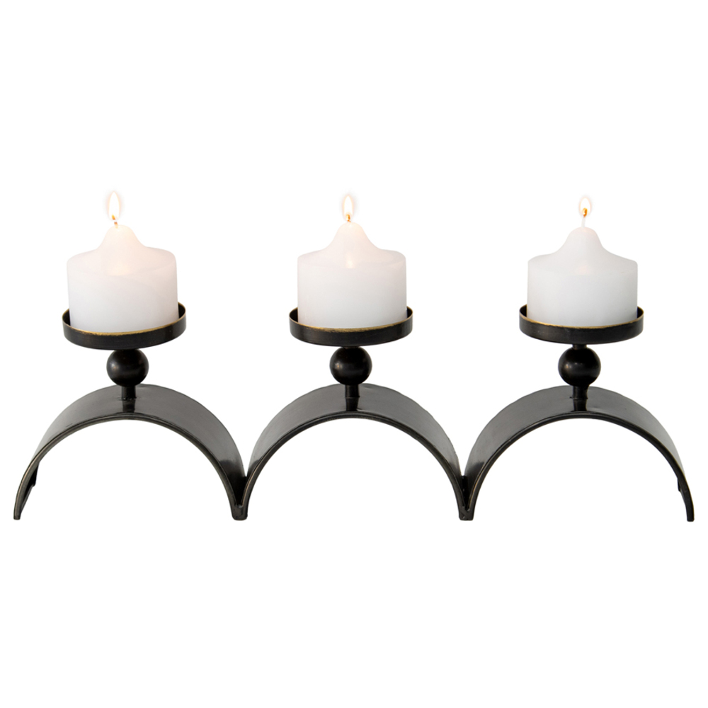 V637-19700CDL-202508251240-00 Elementals Three Arch Pillar Candle Holder 48cm - Image 1