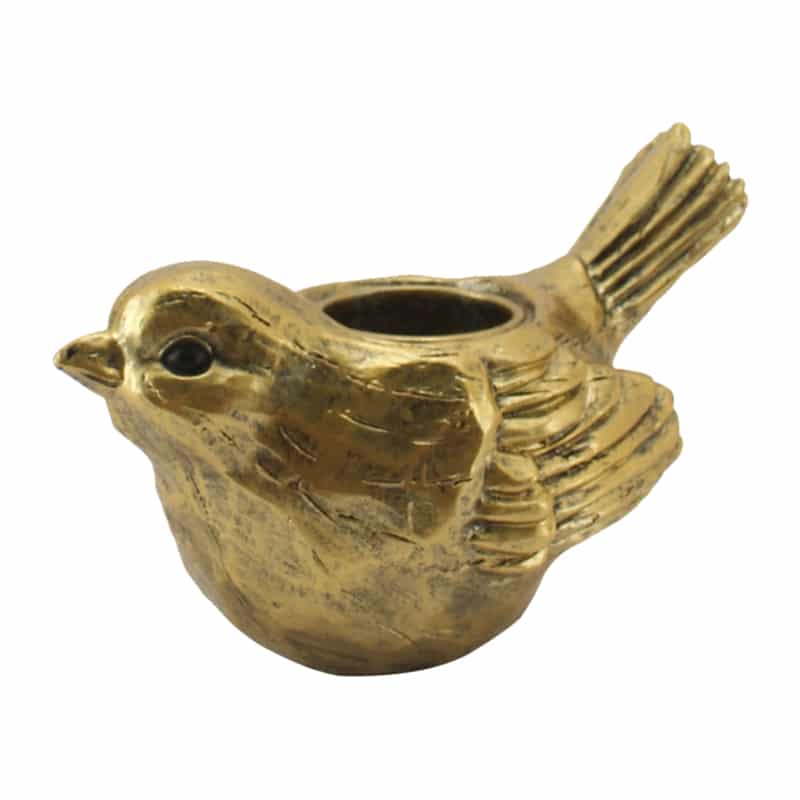 V637-19715BRD-202508251245-00 Anique Gold Bird Tealight Candleholder 11cm - Image 1