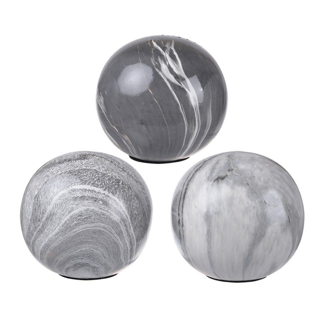 V637-20934-202508251240-00 Set 3 Grey Marbleized Balls 10cm - Image 1