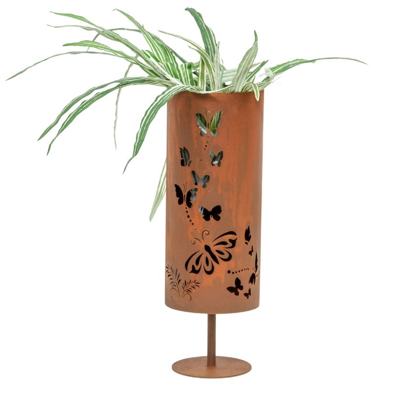 V637-27625CDL-202508251352-00 Rust Round Pillar Candle Holder 26cm - Image 1