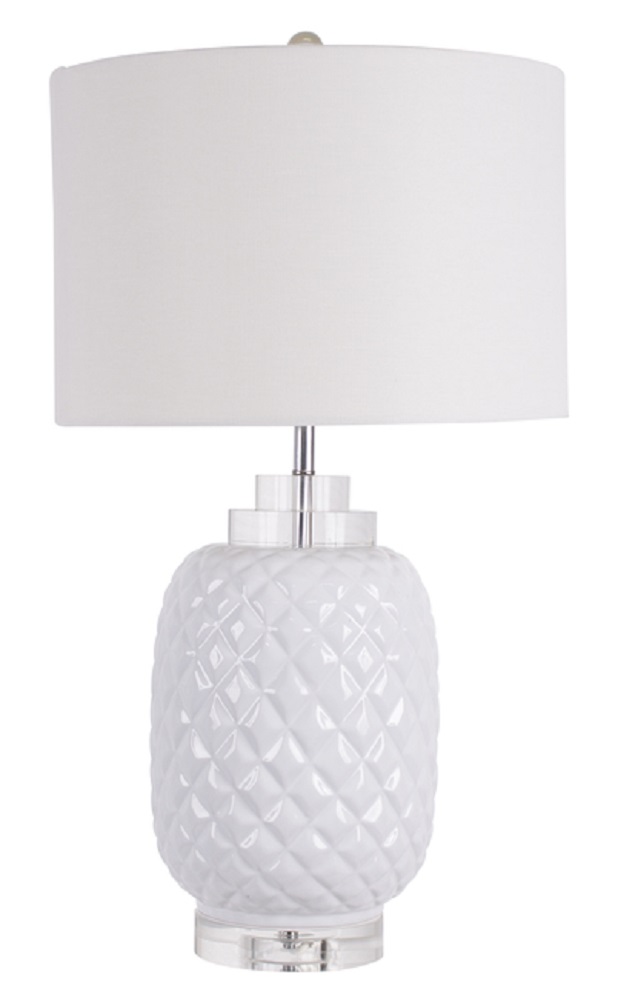 V637-29019-202508251253-00 Island White Table Lamp Gloss Ceramic Bedside 67cm - Image 1