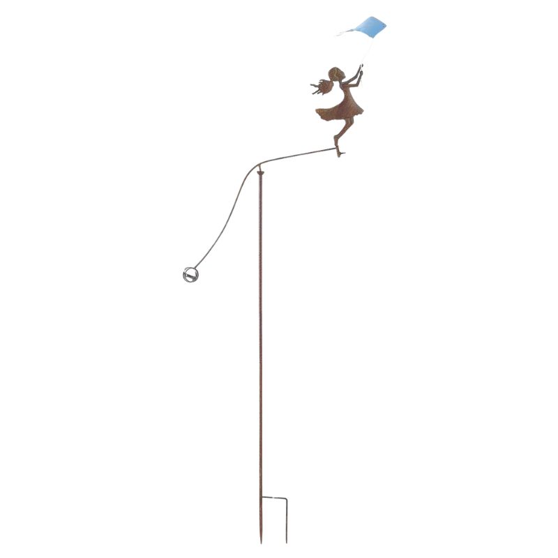 V637-30412SPN-202508251355-00 Girl w Blue Kite Spinner / Balancing Garden Stake 66cm - Image 1