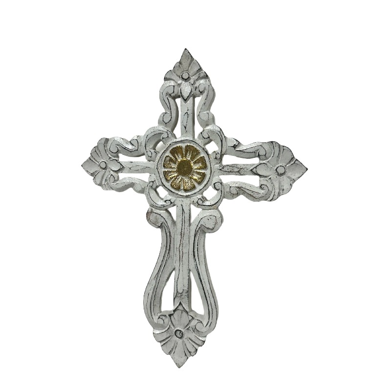 V637-33843CRS-202508251435-00 Handcrafted Cross W Gold Centre 21cm - Image 1