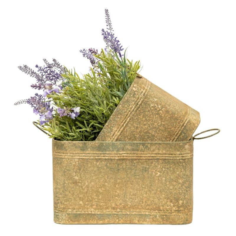 V637-37072BIN-202508251445-00 Set 2 Nested Vintage Style Storage Bins 28cm - Image 1