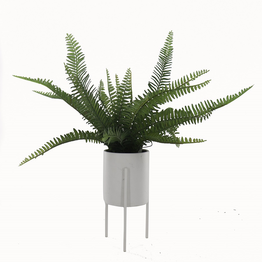 V637-45128FRN-202508251525-00 Wyatt Artificial Boston Fern in Ceramic Pot w Stand 56cm - Image 1