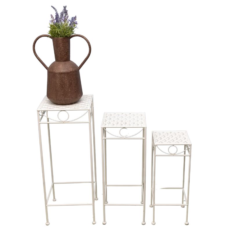 V637-48112TBL-202508251530-00 Set 3 Nested Riviera Square Tables / Potplant Stands 70cm, 60cm, 50cm - Image 1