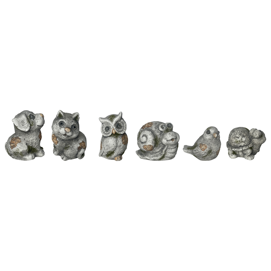 V637-49450ANM-202508251240-00 Set 6 Asst Garden Animal Figurines Paperweights - Image 1